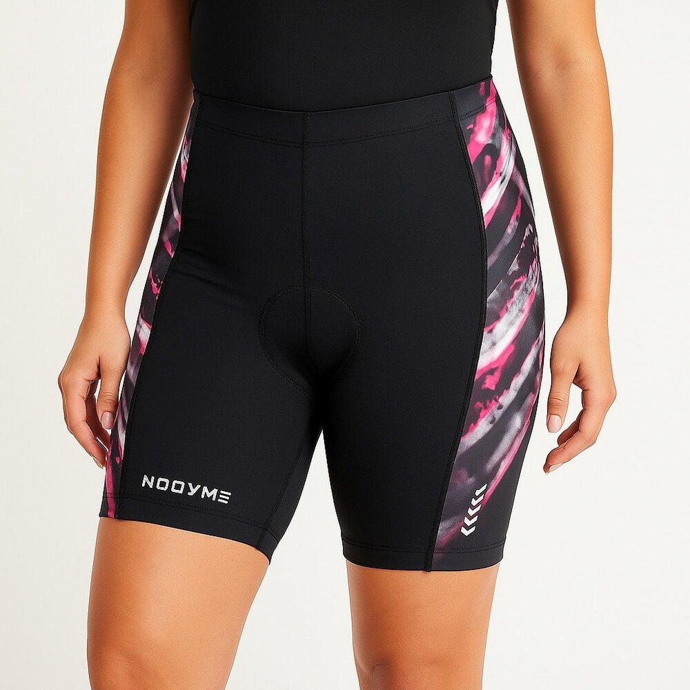 Nooyme Black‎ Pink Padded Cycling Shorts XL Women's Bike Riding Gear Reflective